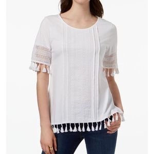 Charter Club Cotton Tassel-trim Top
